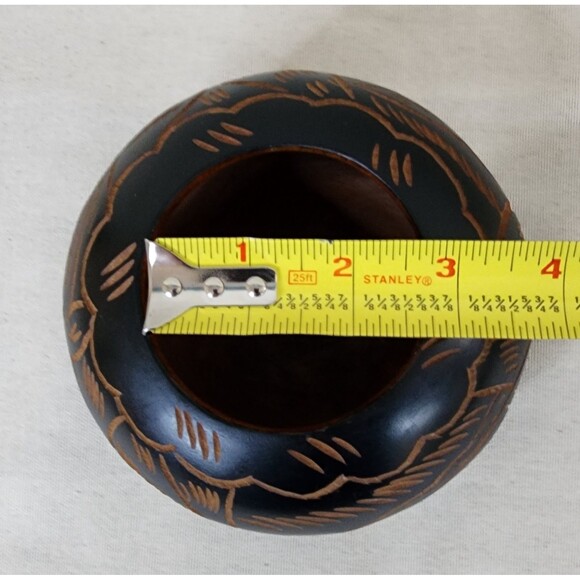 Vintage SE Asian Hand-Carved Black & Natural Wood Lidded Bowl (1950s–1980s) - Picture 9 of 10